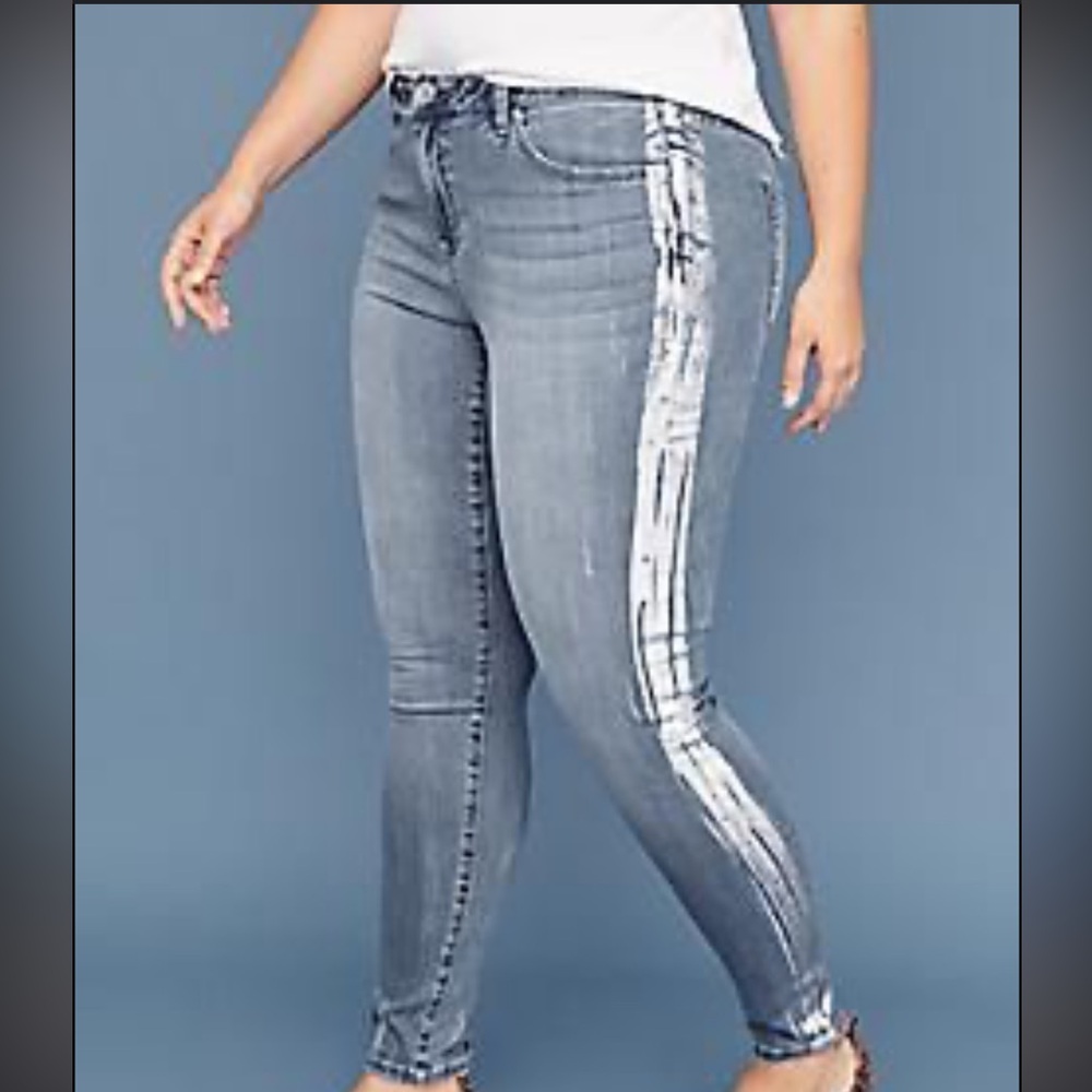 NWT Lane Bryant Stretch Sculpting Jeans Denim Silver Stripe Mid Rise sz14 - Picture 11 of 11